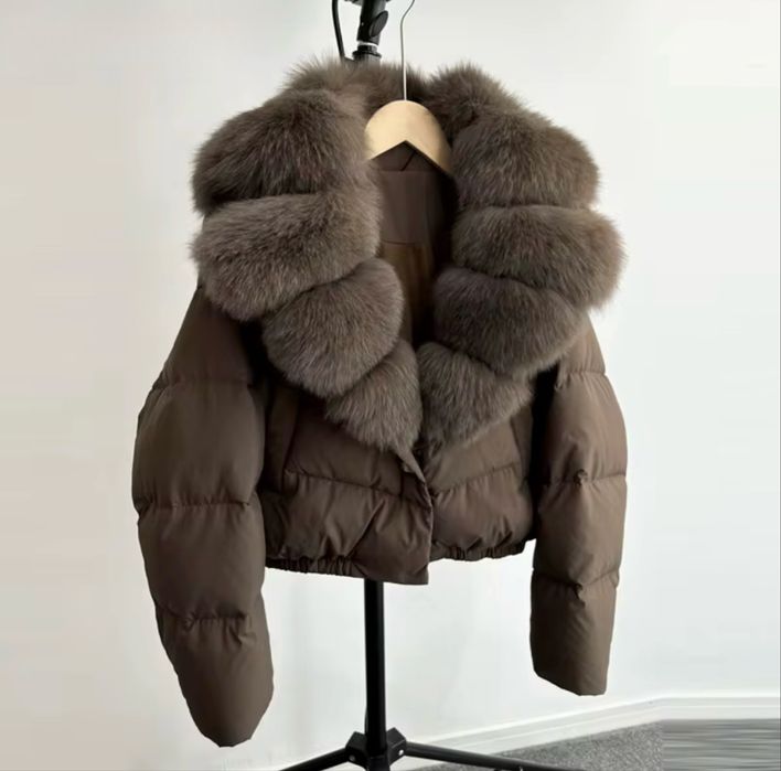 Geaca puf si blana naturala de vulpe