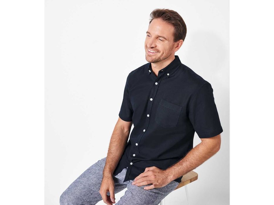 Camasa de in , M, BLEUMARIN, maneca scurta, NOUA sigilata din Germania