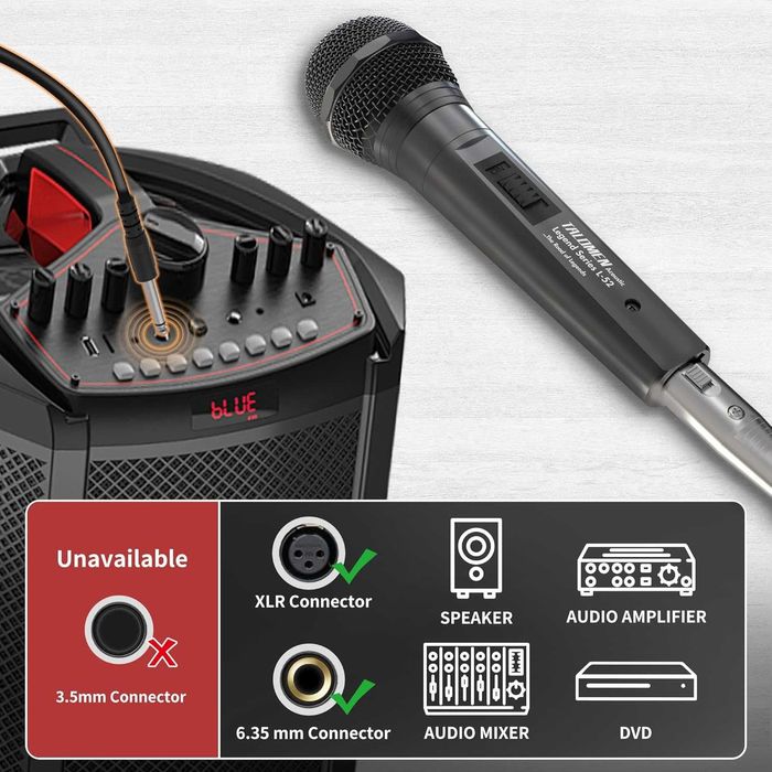 Професионален жичен динамичен микрофон Talomen, кардиоиден – L52 черен