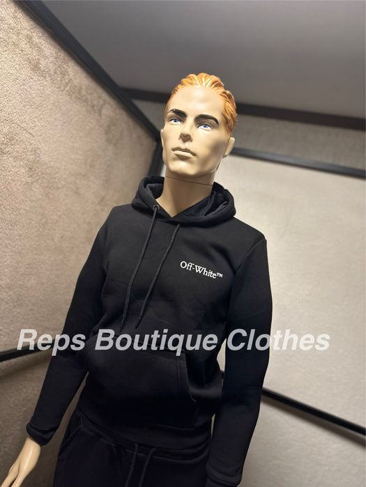 Hanorac Off White Negru Calitate Premium Bumbac 100%