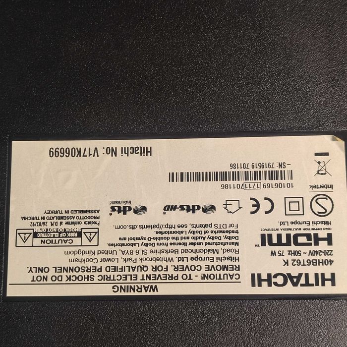 TV smart HITACHI 100cm