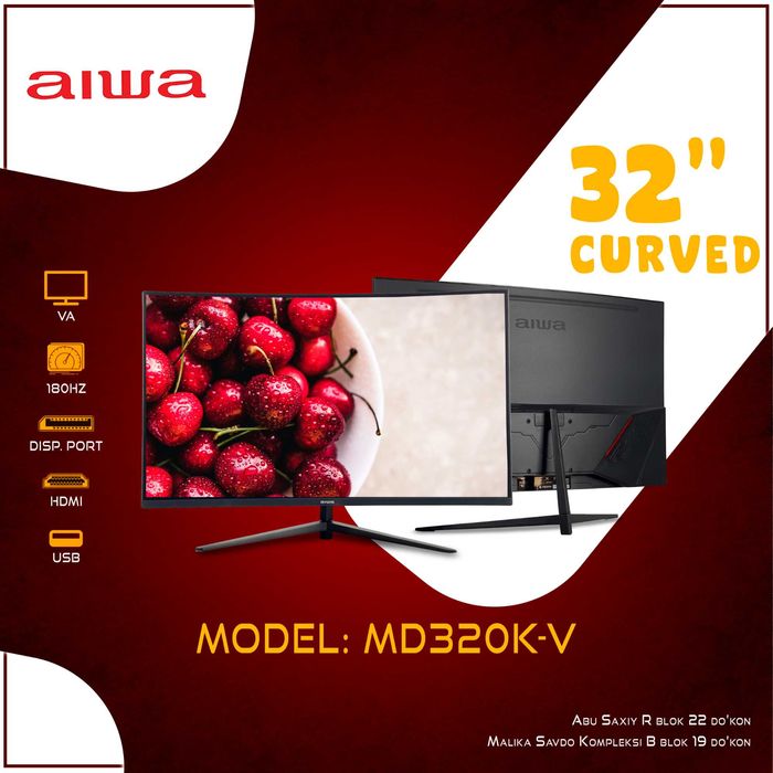 Aiwa Monitorlari 24" 27" 32"diaganalli 100Hz-180Hz-240Hz Мониторы Aiwa