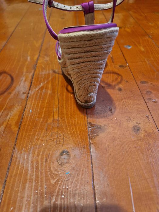 Sandale cu platforma impletita si talpa stil espadril