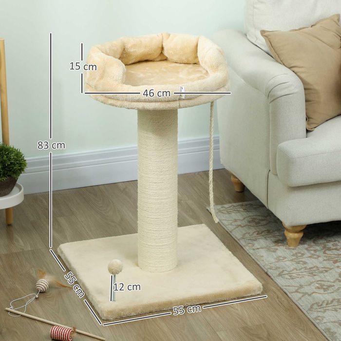 PawHut Дърво за котки с котешко легло, вкл. играчки за котки, 55 см x 55 см x 83 см