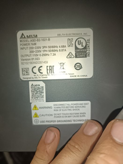 delta driver servo mator, ASD-B2-1021-B.