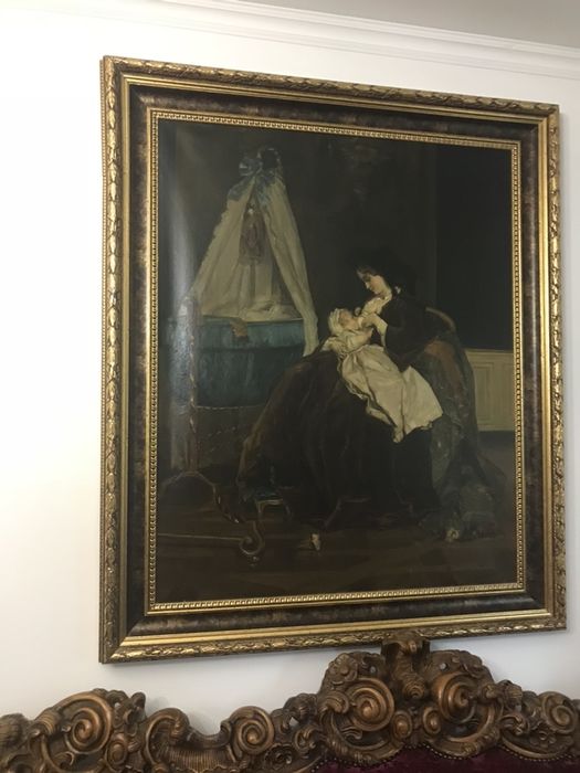 Великолепная грандиозная антикварная картина Материнство! 19 век!