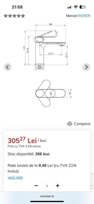 Baterie lavoar baie kroner