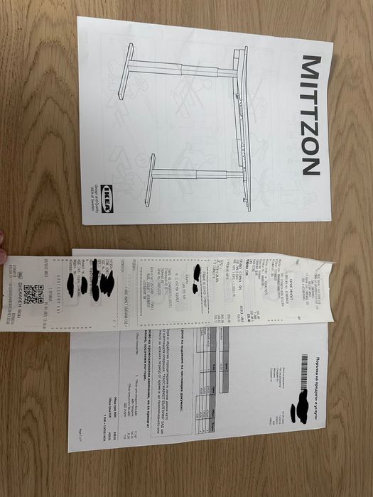 IKEA MITTZON - електрическо бюро с регулируема височина (sit/stand), 140x80 см, дъбов фурнир, черна метална рамка