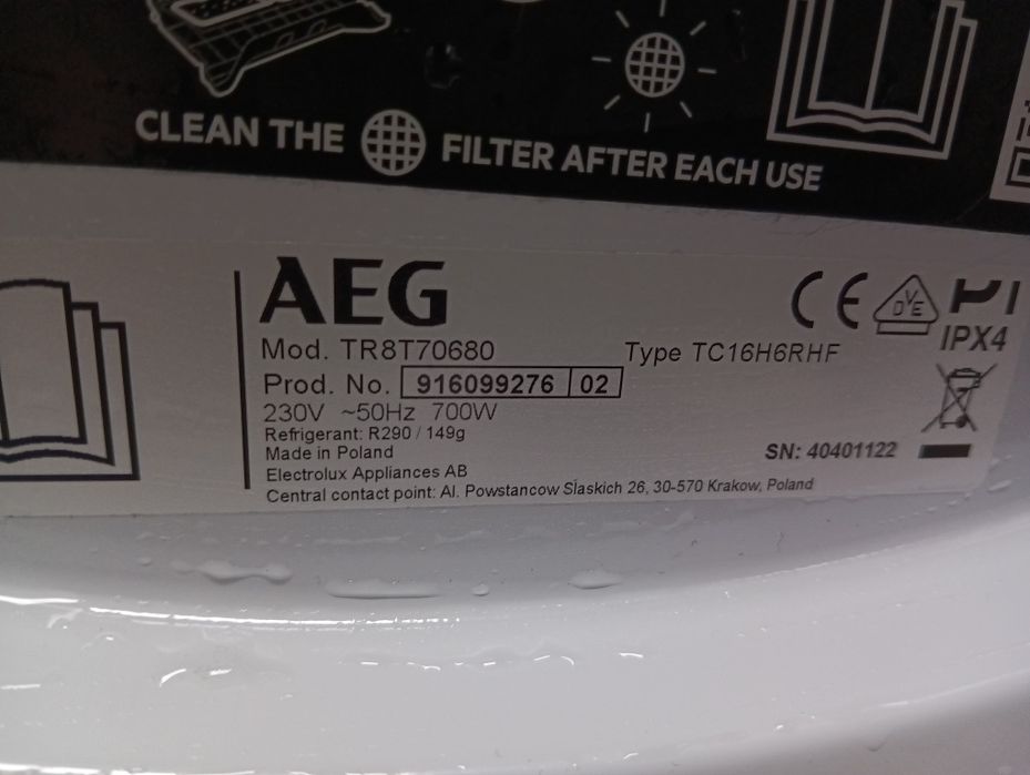 Като нова сушилня с термопомпа АЕГ Aeg Series 8000 A+++ 8кг Гаранция!