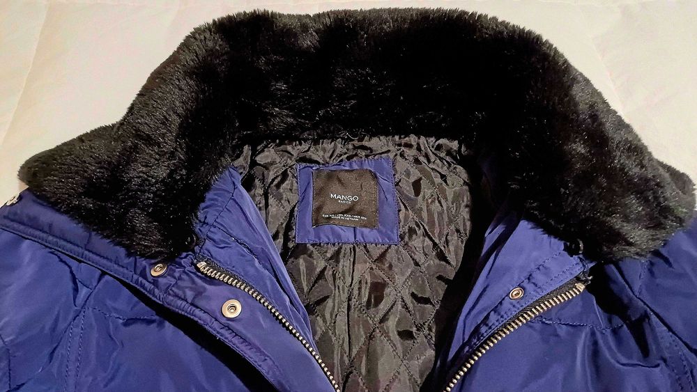 Пухено зимно дамско дълго яке, XS, марка MANGO