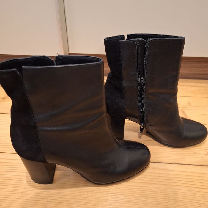 Боти на ток, Esprit, кожа и велур, 39 номер