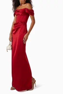 Rochie lunga roșie din satin Vestiaire (nu Ana Radu, MLH, Săvulescu,)