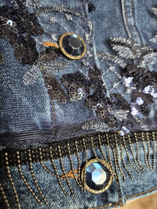 Geaca Desigual blugi cu paiete