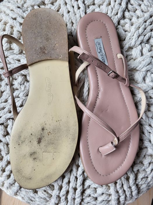 Smiling Shoes sandale piele beige rose marimea 40