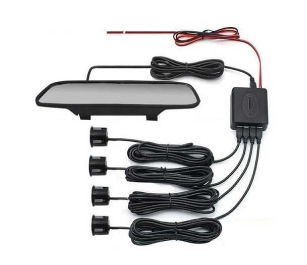 Парктроник с Огледало Монитор, за паркиране, 4 черни датчика, 29см гр ...