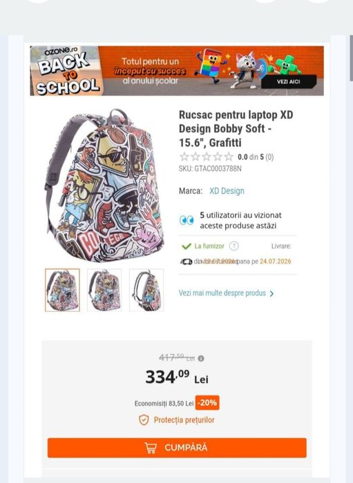 Rucsac antifurt Bobby Soft Design