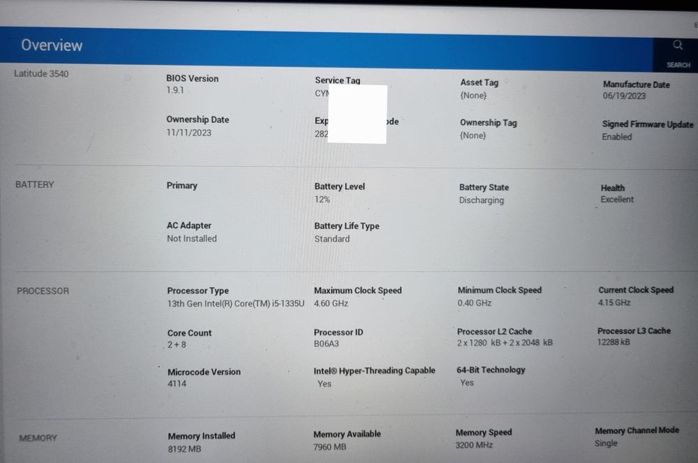 Laptop Business Dell latitude 3540 / 15. 6" / I5 1335U / 8 GB / 256 gb