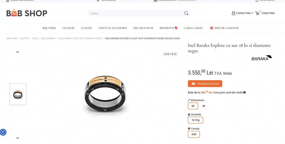Baraka ceramica și aur 18 k cu diamante negre