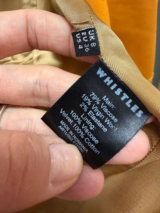 Sacou elegant damă, galben muștar, mărimea UK 8 (S), brand Whistles