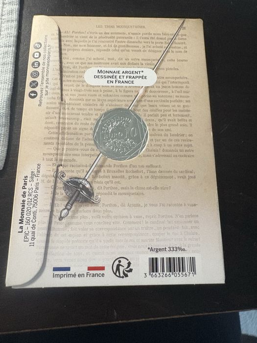 Здравейте продавам монета на тримата мускитари . Монетата е френска