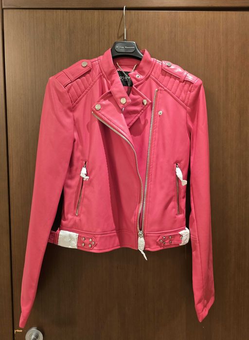 GUESS дамско кожено яке – Фуксия, S, НОВО с етикет!