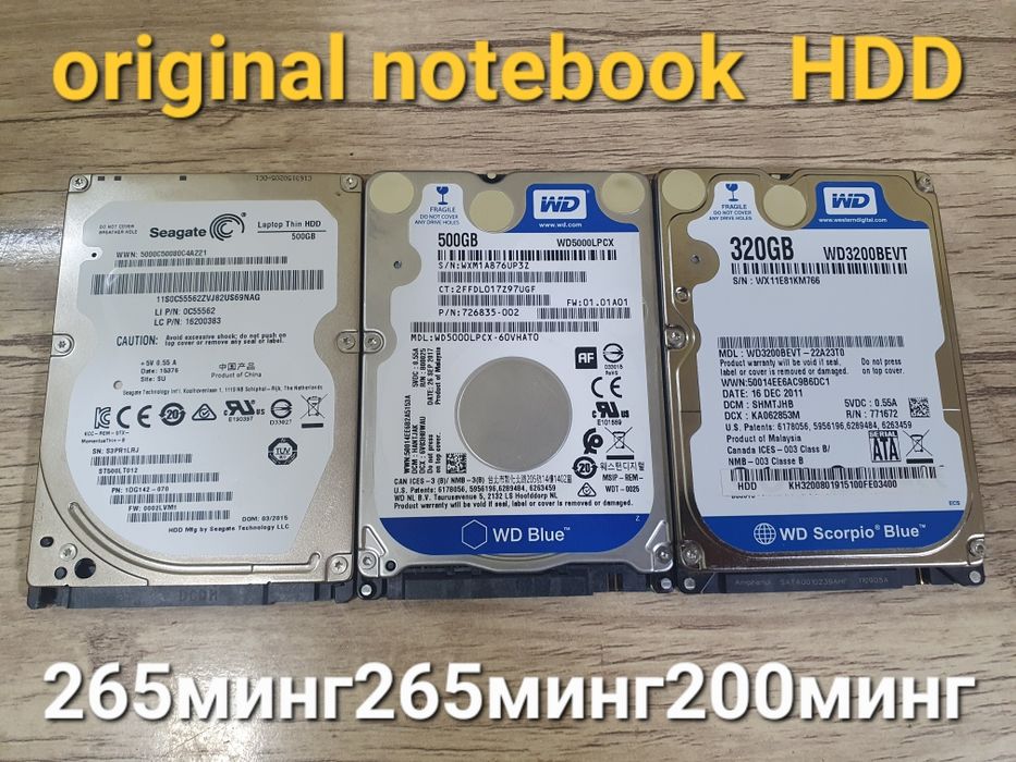 Компютер ва ноутбук учун оригинал HDD, 100% ишлайди,нархи расмда ёзилг