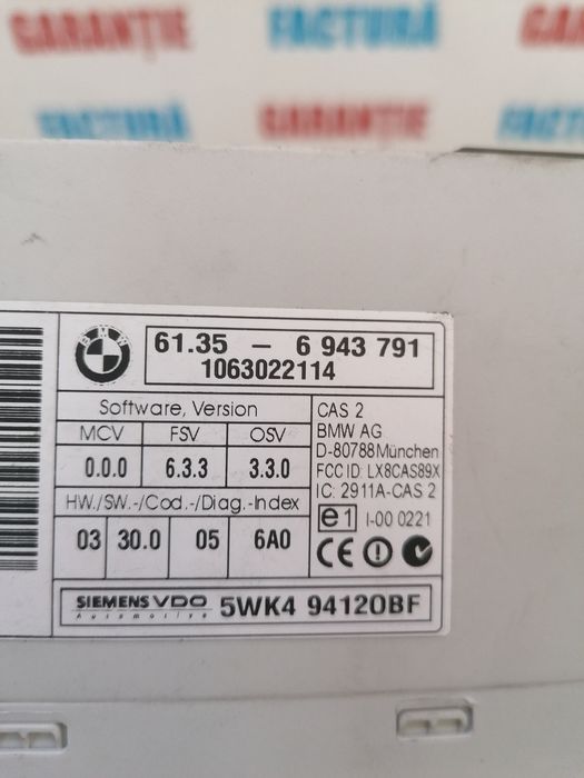 Modul confort CAS 2 BMW Seria 1 3 E87 E90 E92 E93 61.35 - 6 981 416