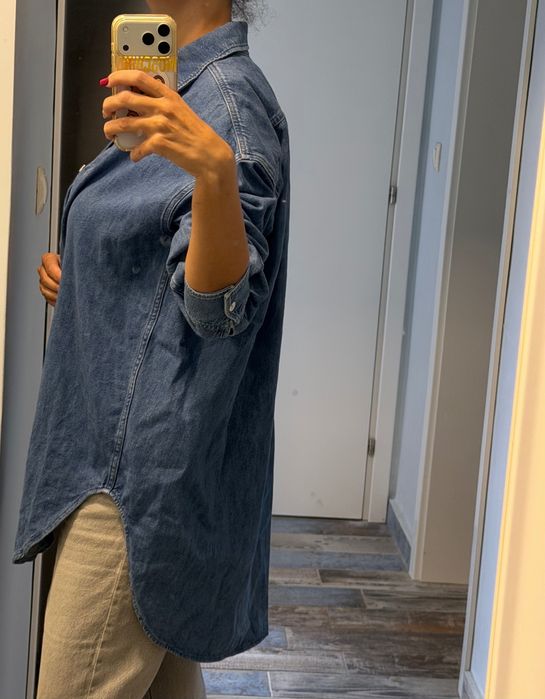 Дънкова зимна риза Arket, oversize модел