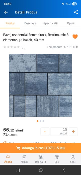 Vând 20m de pavaj cumpărat de la dedeman