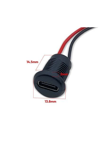 USB-C Гнездо за монтаж в панел, кръгъл, с винт M11 + кабел