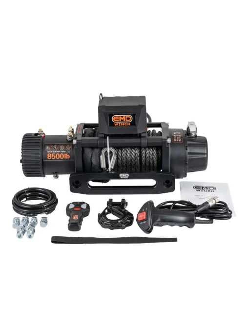 Troliu electric auto EMD Winch 8500lbs (3856kg), 12V, cablu sintetic, 24m, raport 150:1