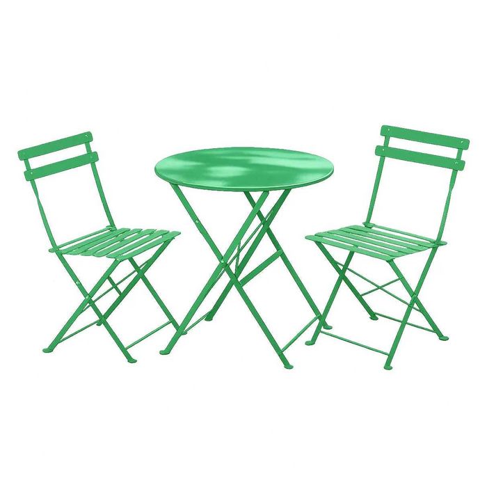 Set Bistro Flair – masă și 2 scaune din oțel vopsit – Verde