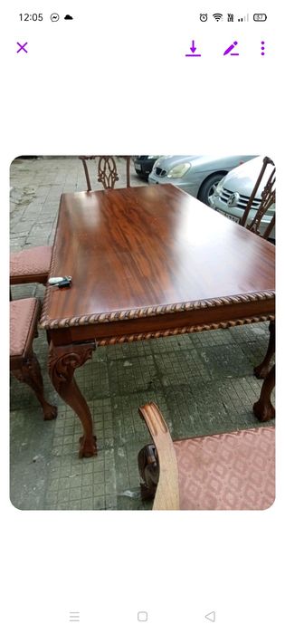 Махагонова маса с 6 стола старина