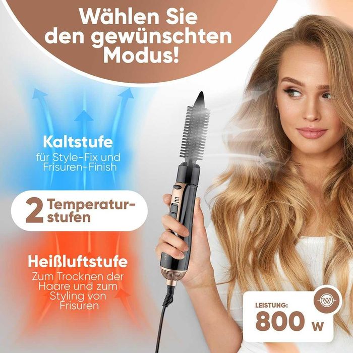 Електрическа Четка с Топъл Въздух Clatronic HAS 3818, 3 Приставки,800W