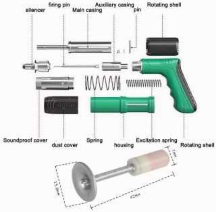 Пистолет за забиване на пирони със заряд в дърво метал бетон+50 пирона