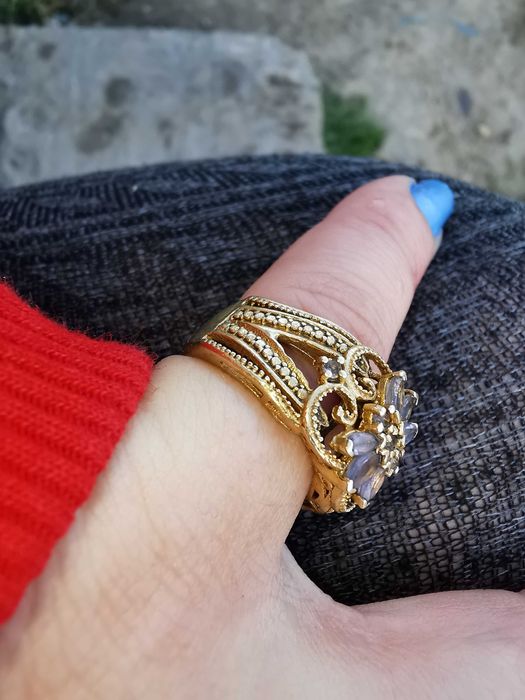 Inel placat cu aur, cu ametist