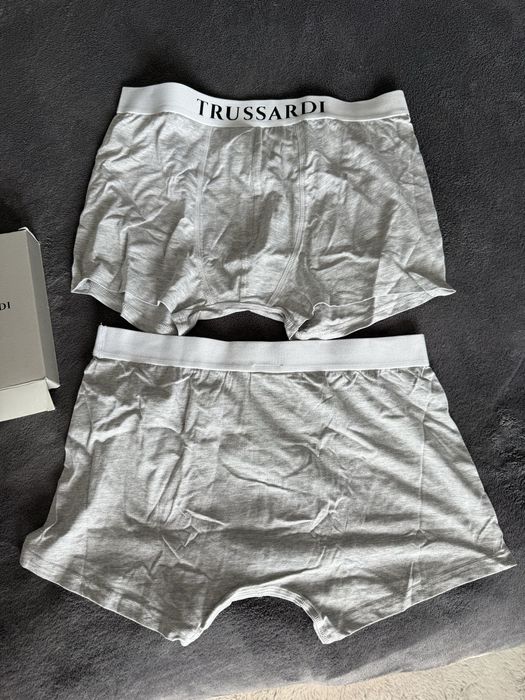 Trussardi set 2 boxeri gri cu banda alba marimea L noi originali