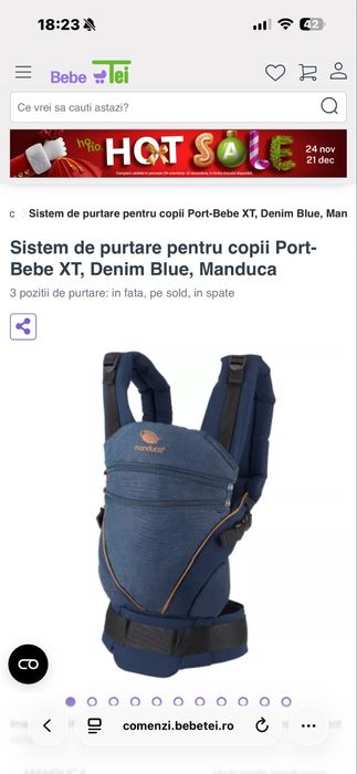 Vând manduca XT, ca nou, achiziționat din bebe tei, purtat de 2 ori