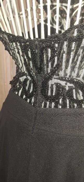 Черна Бална Дълга Рокля с Тюл - S