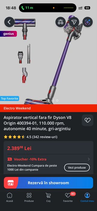 NOU GARANTIE Aspirator vertical fara fir Dyson V8 Origin 400394-01