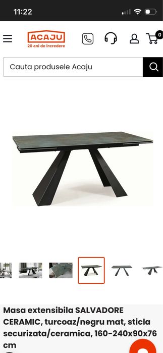 Masa extensibila Ceramica verde/negru mat L160-240 cm