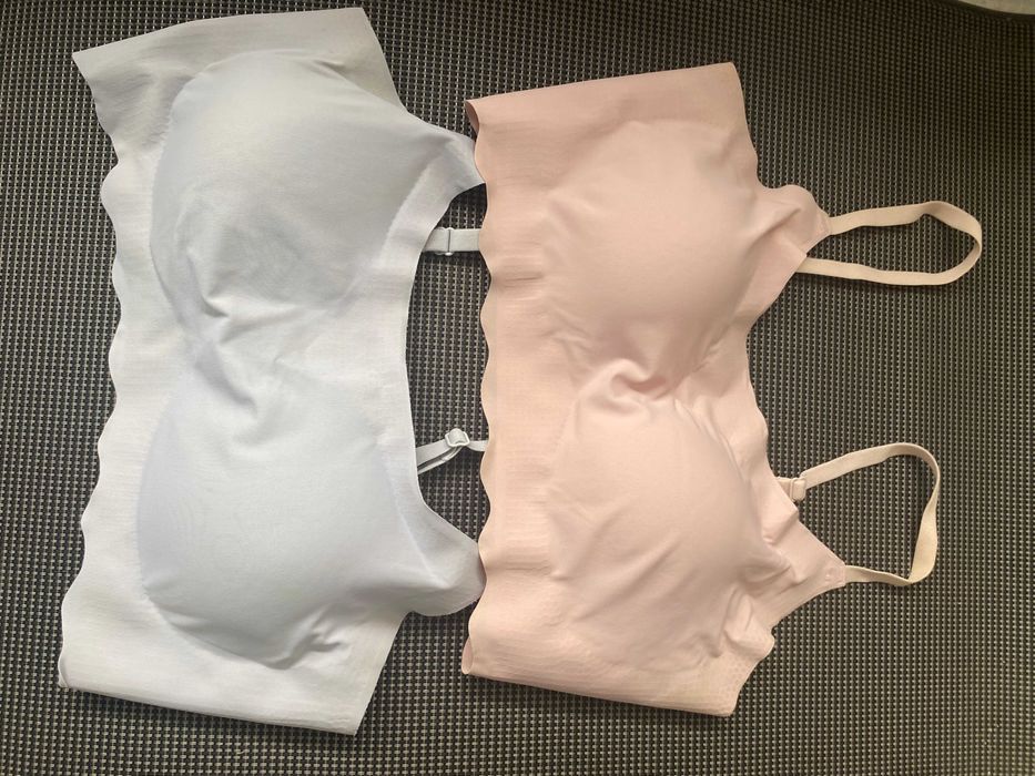 Bustiera/sutien roz pal, gri pal, galben pal, S/M, nou, poliamida