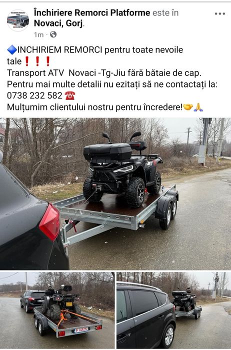 Remorca de inchiriat, platforma 750 kg, Spargator lemne 35 T