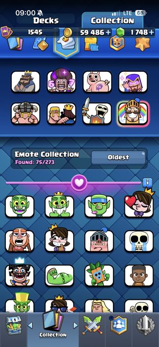 Clash Royale 11.5к | 122/123 карты | 1748 гемов | Max карты