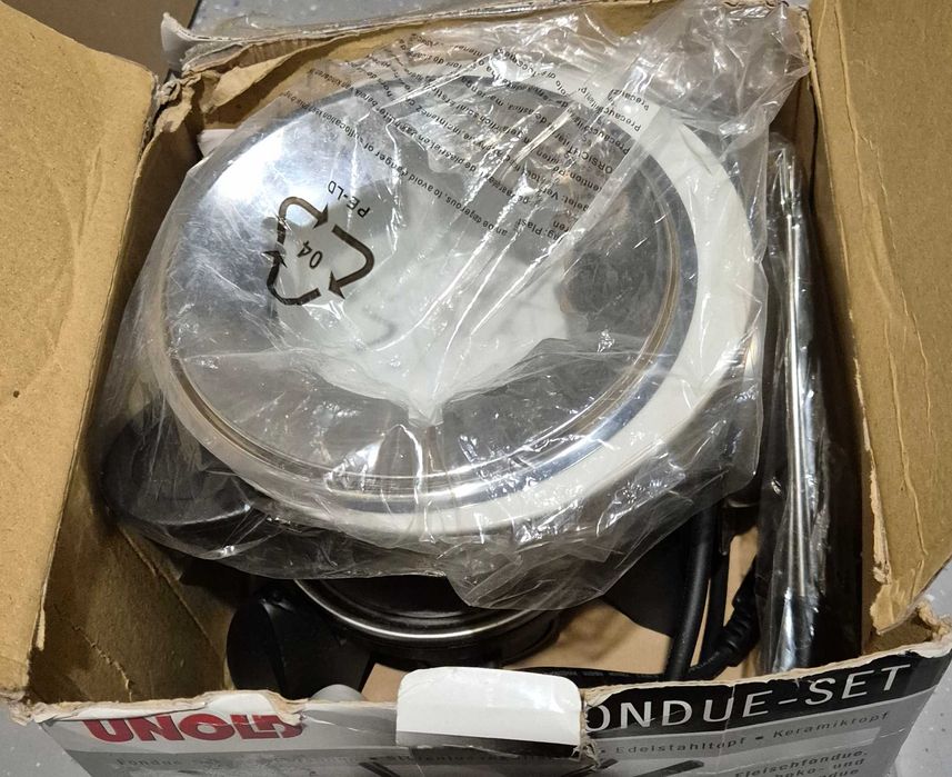 Комплект електрическо фондю Unold, 500 W, Инокс/Черен