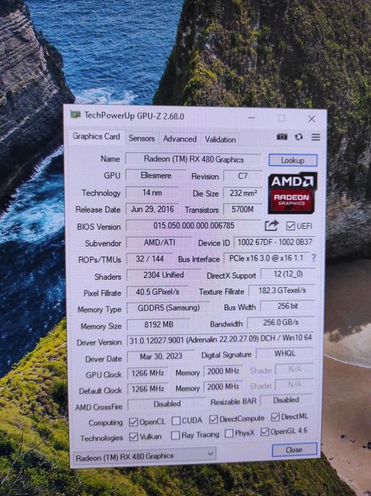 Видеокарта SAPPHIRE RX 480 8Gb