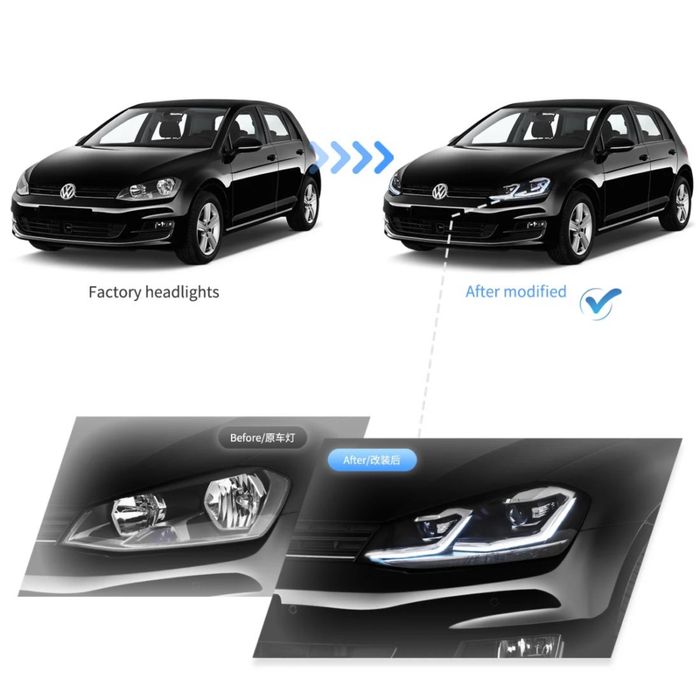 Комплект фарове с динамични мигачи за VW GOLF 7 2012 - 2018