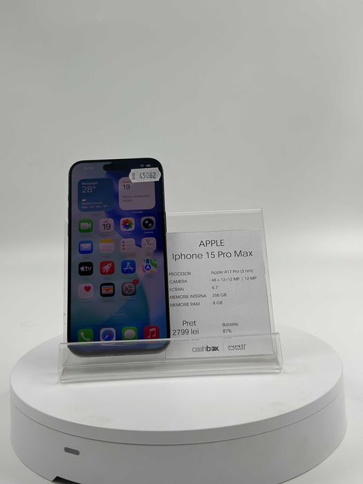 Iphone 15 Pro Max 256GB Bat87 Garantie 24 Luni CashBox