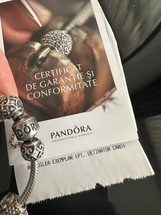 Bratara Pandora argint 925 cu 8 charm-uri si lant de siguranta