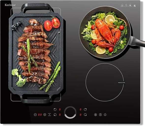 Plită cu inducție Karinear cu 4 plăci cu zone flexibile, Plită cu inducție 7200 W, 60 cm